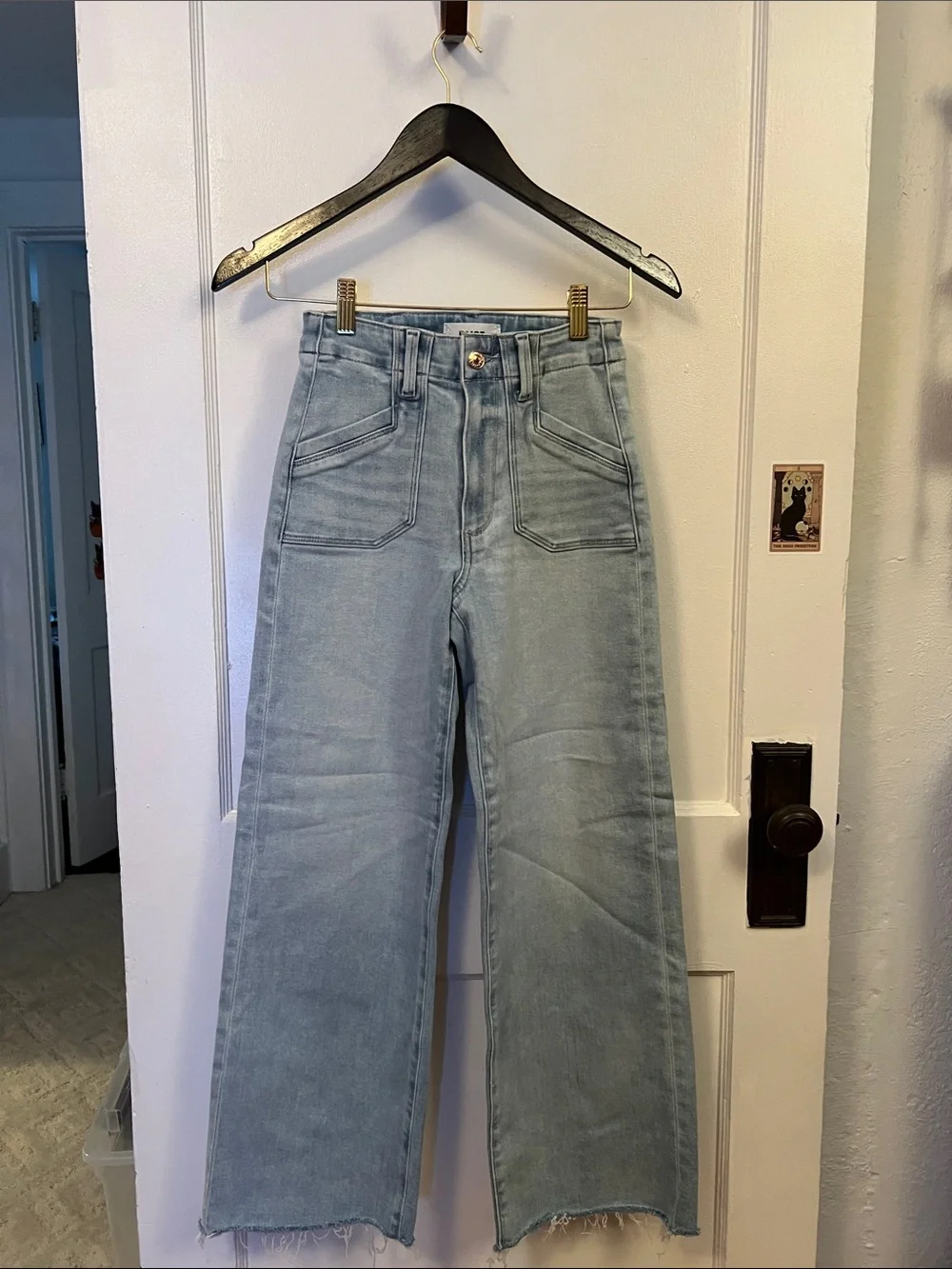 PAIGE Light Blue Denim Jeans with Branded Waist Label - Picture 1 of 4